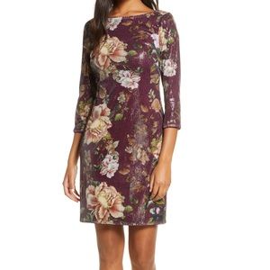 Vince Camuto Sequined Floral Shift Dress